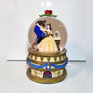 Beauty & The Beast Musical Snow Globe 10" Disney Store Vintage Collectible 1991